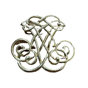 Vintage Museum Reproductions Matte Gold Tone Thomas Jefferson Cypher Brooch